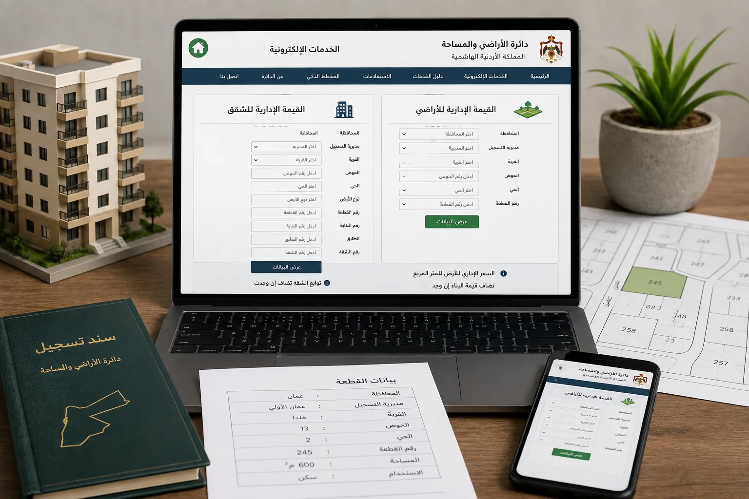 كيفية معرفة القيمة الإدارية للأرض أو الشقة في الأردن إلكترونيًا