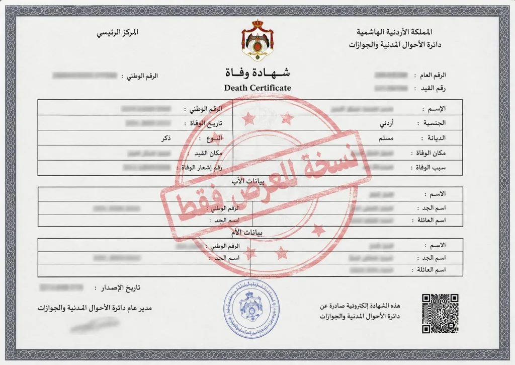 شهادة وفاة رقمية إلكترونية