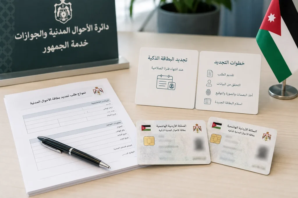 تجديد البطاقة الشخصية الذكية في الأردن