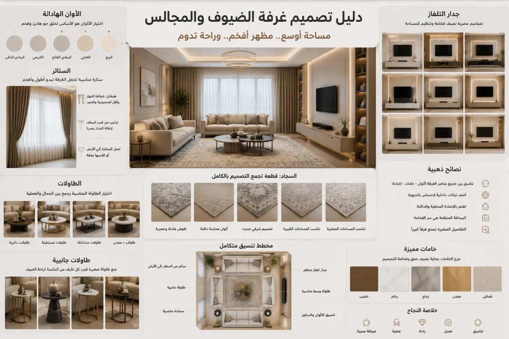 دليل تصميم غرفة الضيوف والمجالس