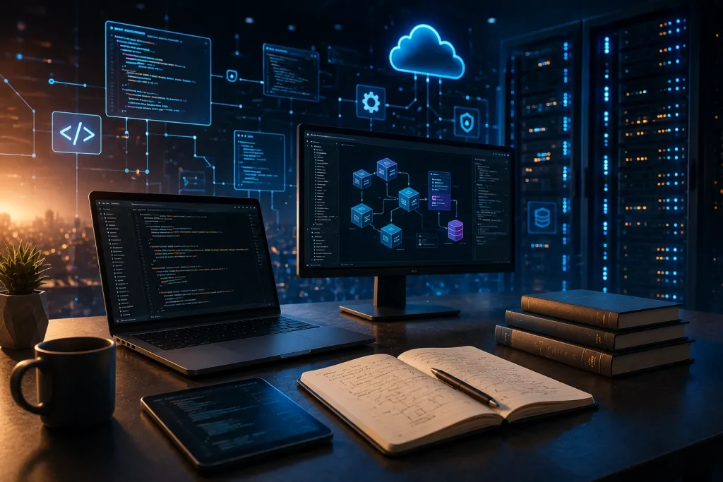 Futuristic DevOps Workspace Glow
