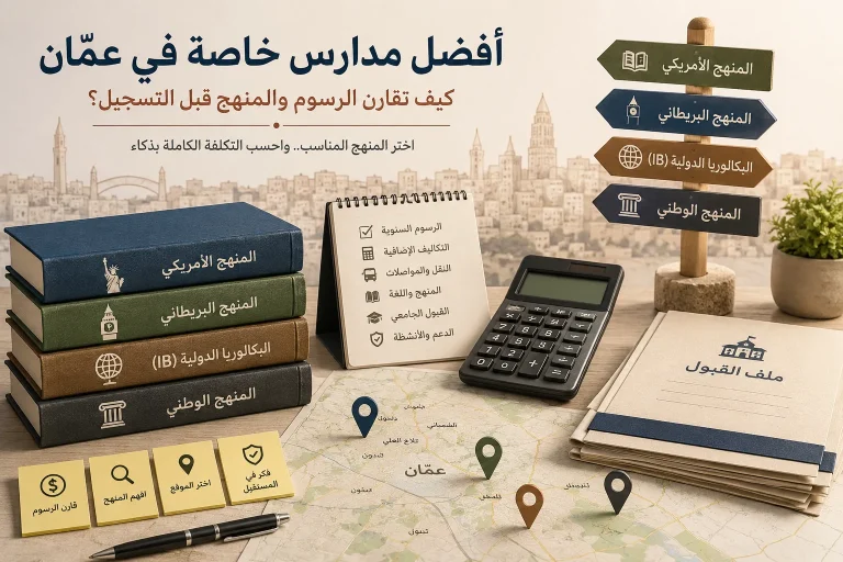 أفضل مدارس خاصة في عمّان: كيف تقارن الرسوم والمنهج قبل التسجيل؟