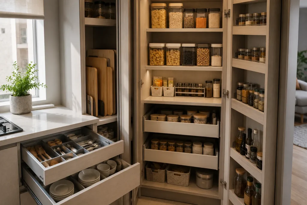 Small kitchen pantry organization